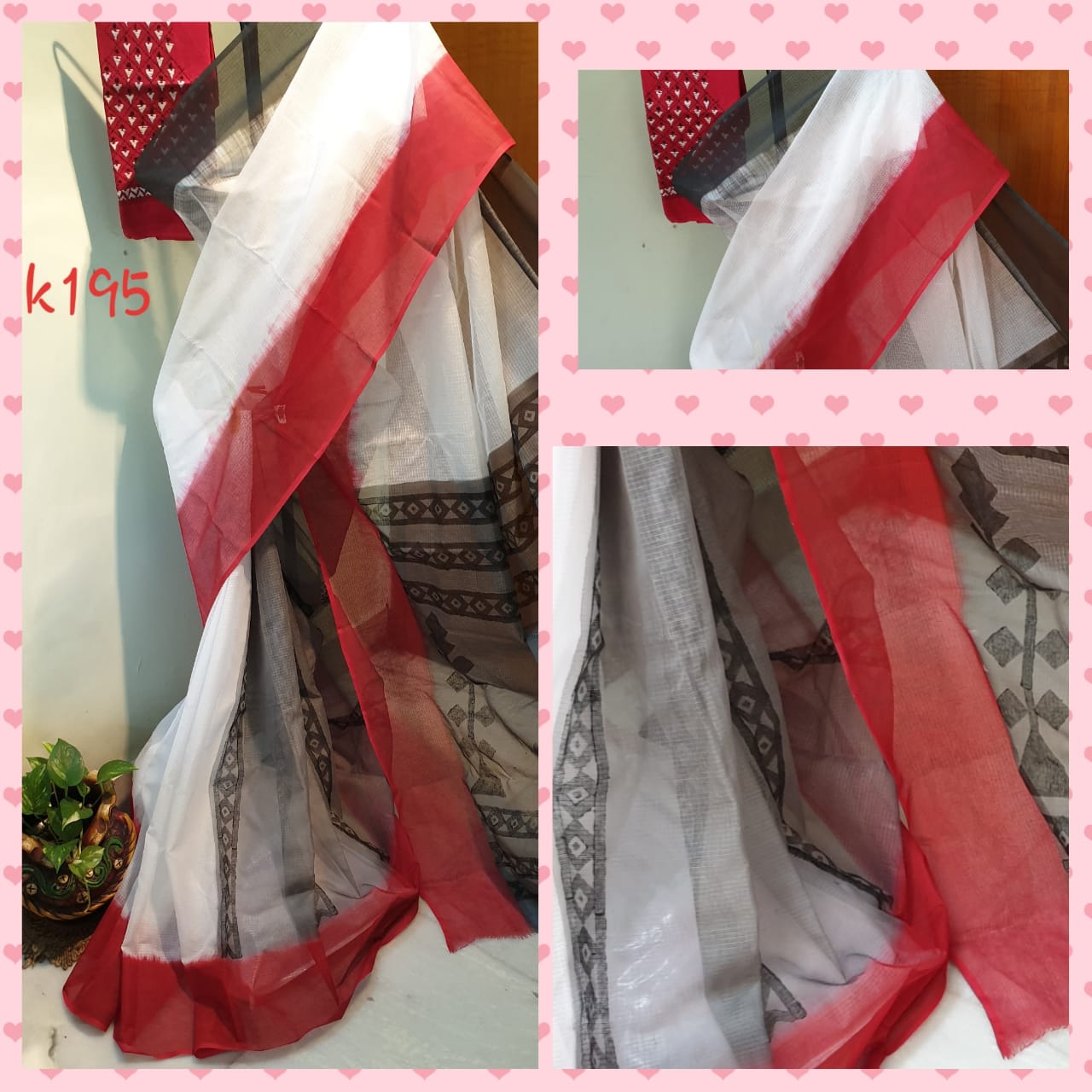 Red Beige KK Kota Doriya Sarees - Dailybuyys