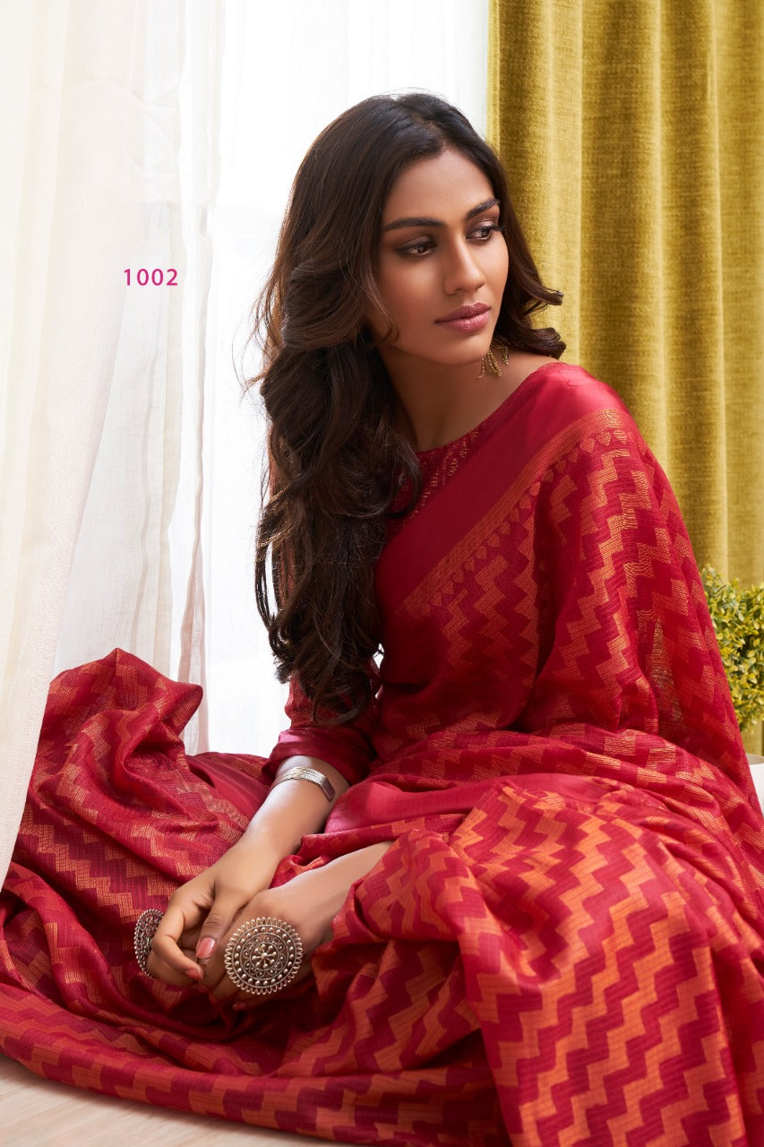 Red Braso Silk Kota Silk Sarees - Dailybuyys
