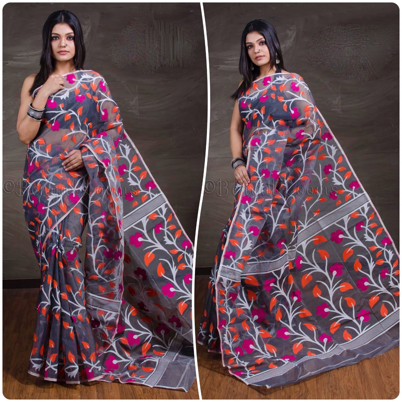 Purple Designer Dhakai Jamdani Sarees - Dailybuyys