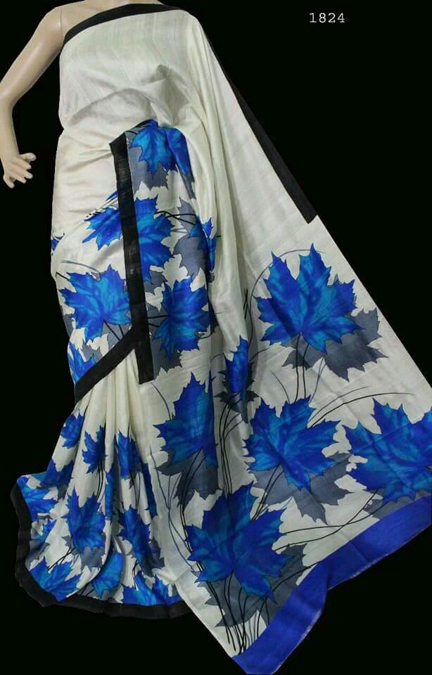 White Hand Painted Pure Silk Mark Certified Bishnupuri Silk Sarees - Dailybuyys