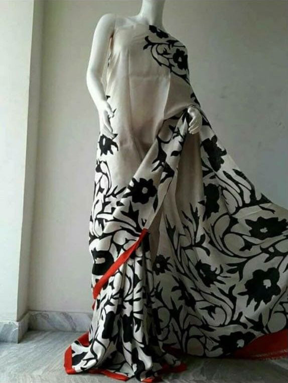 White Hand Painted Pure Silk Mark Certified Bishnupuri Silk Sarees - Dailybuyys