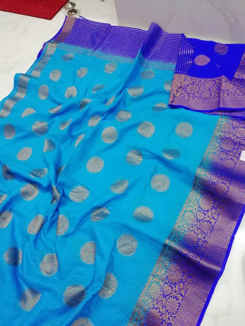Blue Bangalore Pure Silk Sarees - Dailybuyys