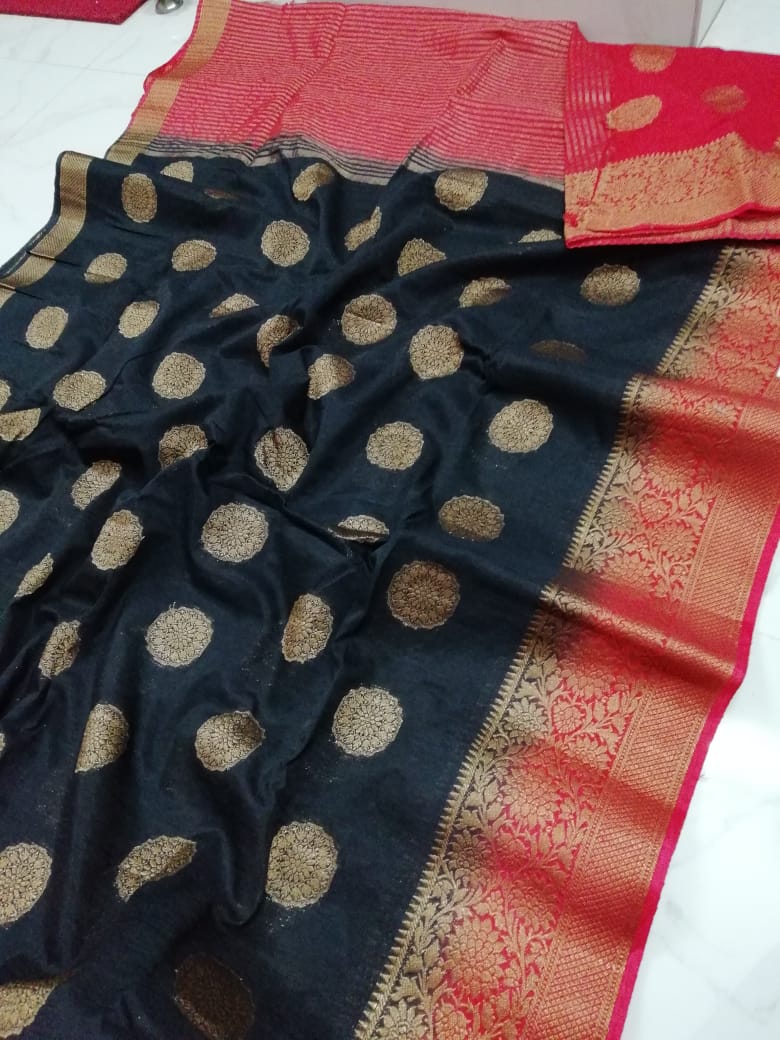 Black Bangalore Pure Silk Sarees - Dailybuyys