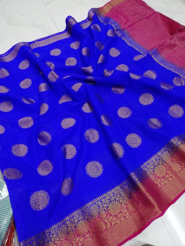 Blue Bangalore Pure Silk Sarees - Dailybuyys