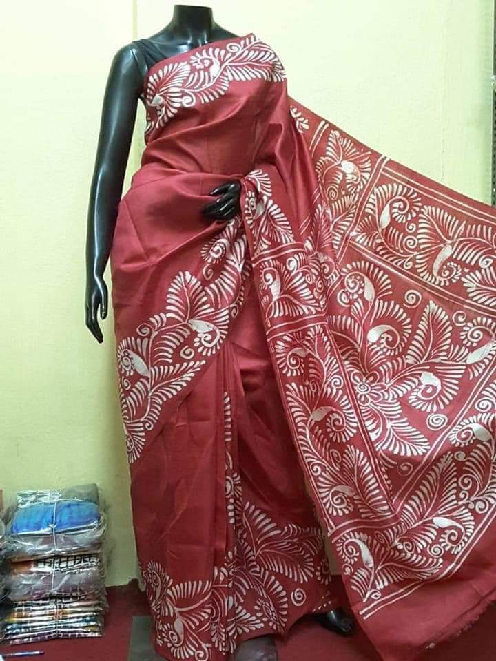Red Pure Silk Mark Certified Murshidabad Silk Sarees - Dailybuyys