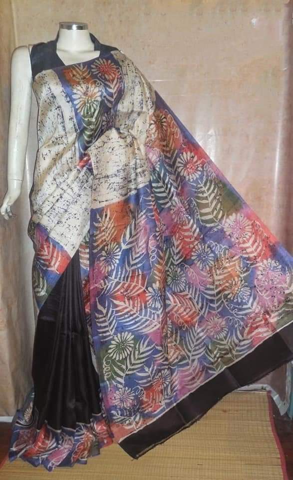 Beige Pure Silk Mark Certified Murshidabad Silk Sarees - Dailybuyys