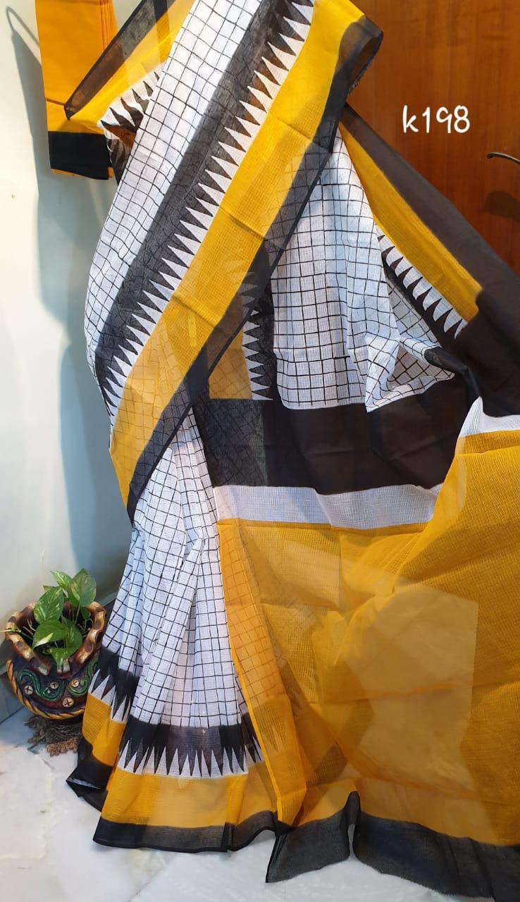 Beige Yellow KK Kota Doriya Sarees - Dailybuyys