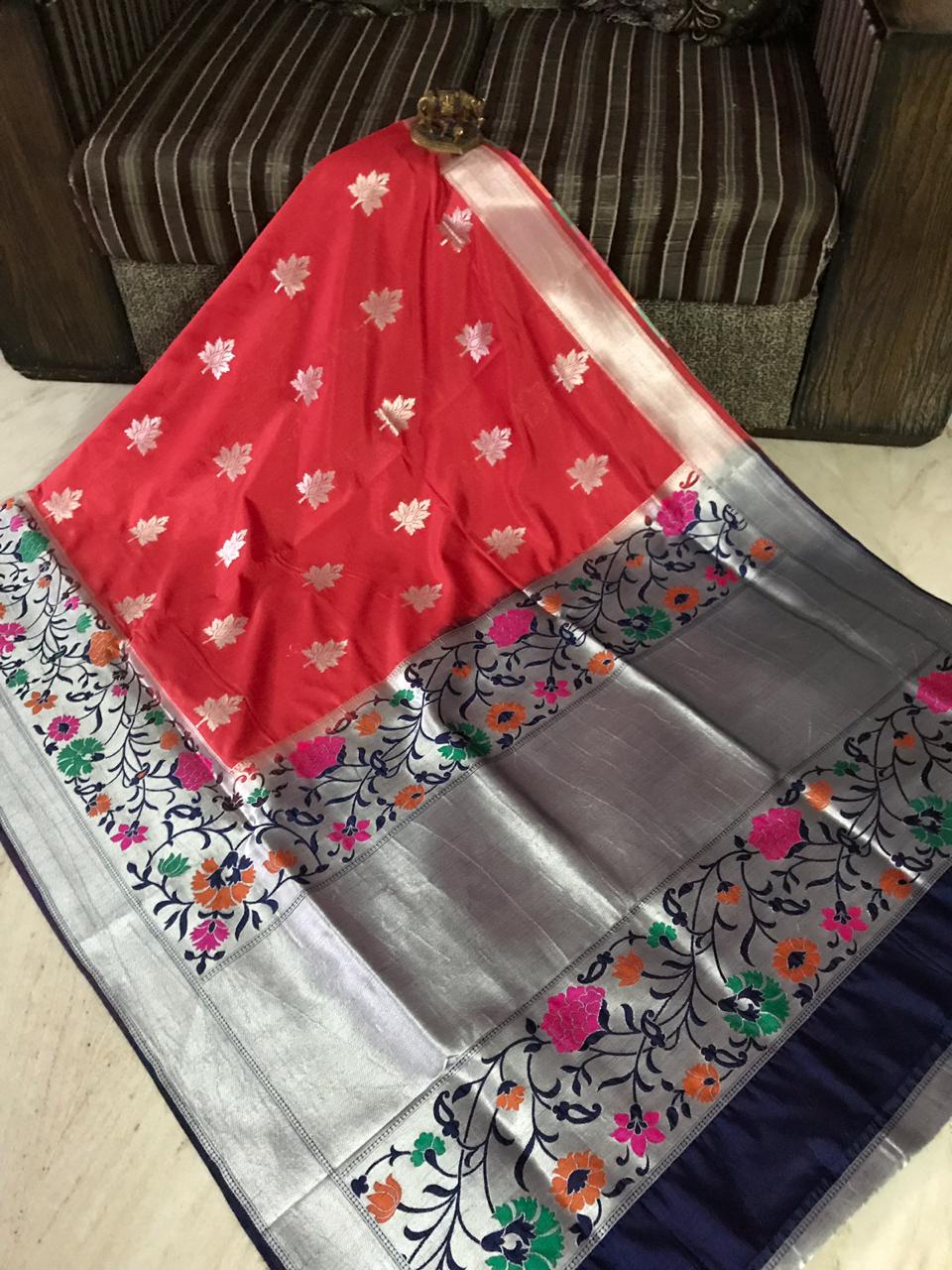 Red Banarasi Silk Sarees - Dailybuyys