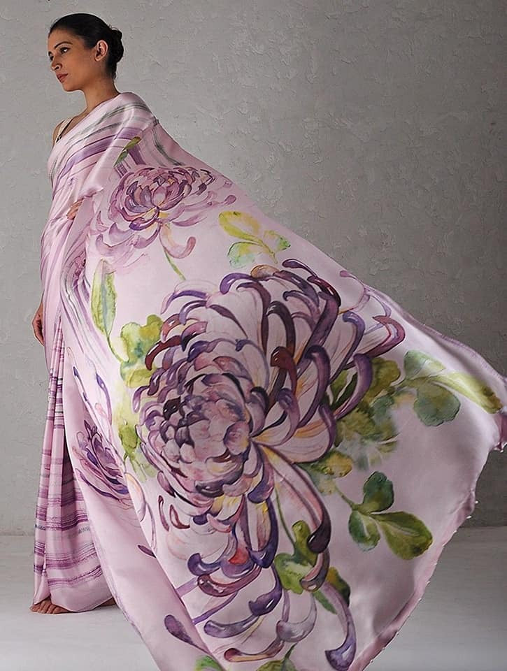 Beige Hand Painted Pure Silk Mark Certified Bishnupuri Silk Sarees - Dailybuyys