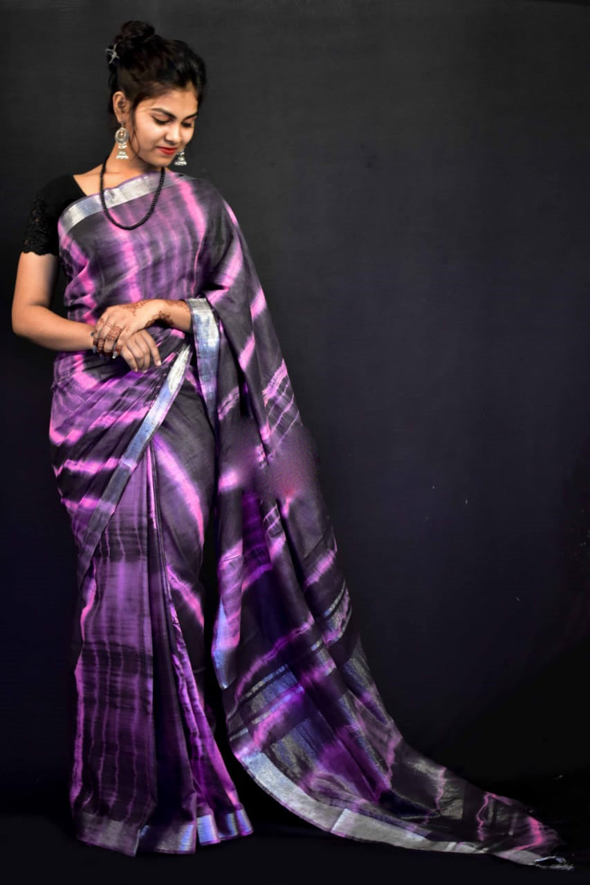 Violet Pure Cotton Handloom Sarees - Dailybuyys