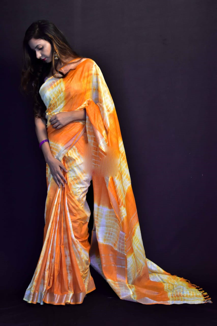 Yellow Beige Pure Cotton Handloom Sarees - Dailybuyys
