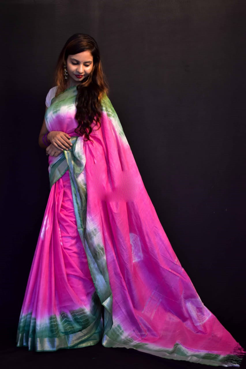Purple Pink Pure Cotton Handloom Sarees - Dailybuyys