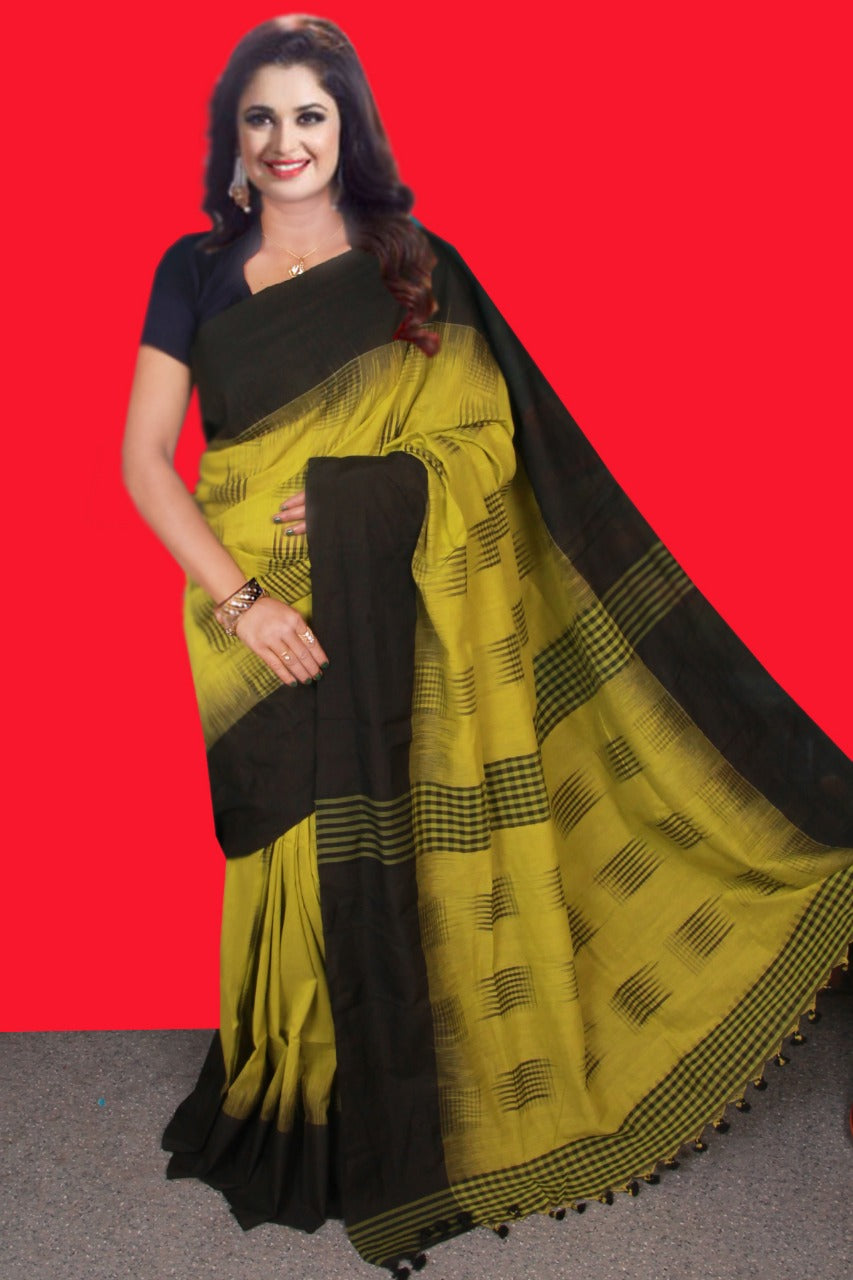 Yellow Black Ikkat Sarees - Dailybuyys