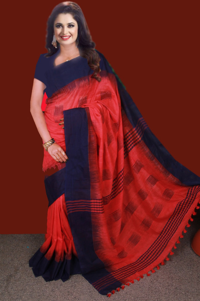 Red Black Ikkat Sarees - Dailybuyys