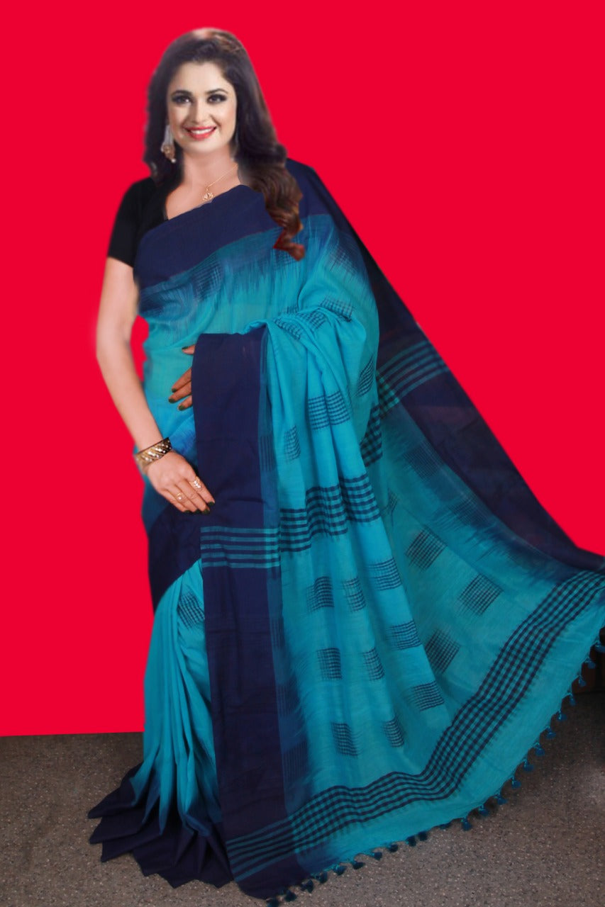 Blue Black Ikkat Sarees - Dailybuyys