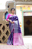 Self Weaved Dual Tone Heavy Blue Banarasi Silk Sarees