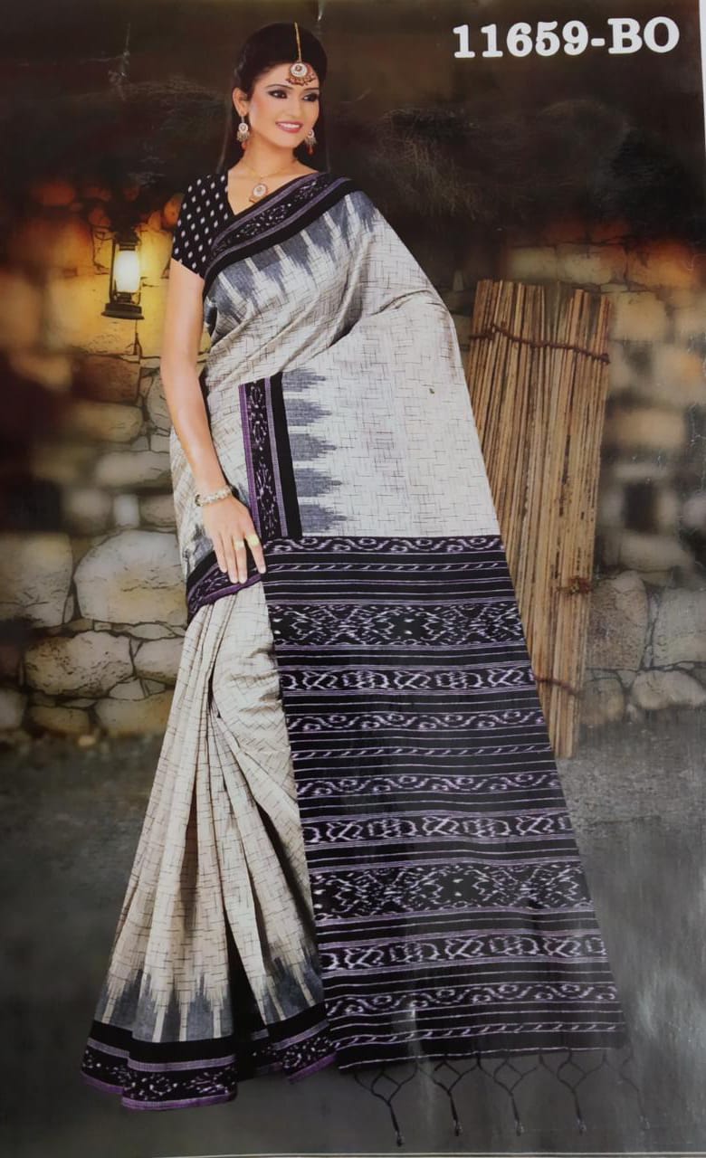 Beige Black Beautiful Digital Pure Linen Sarees - Dailybuyys