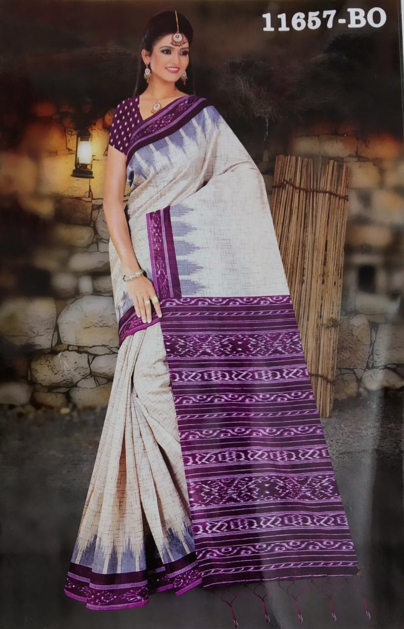 Beige Violet Beautiful Digital Pure Linen Sarees - Dailybuyys
