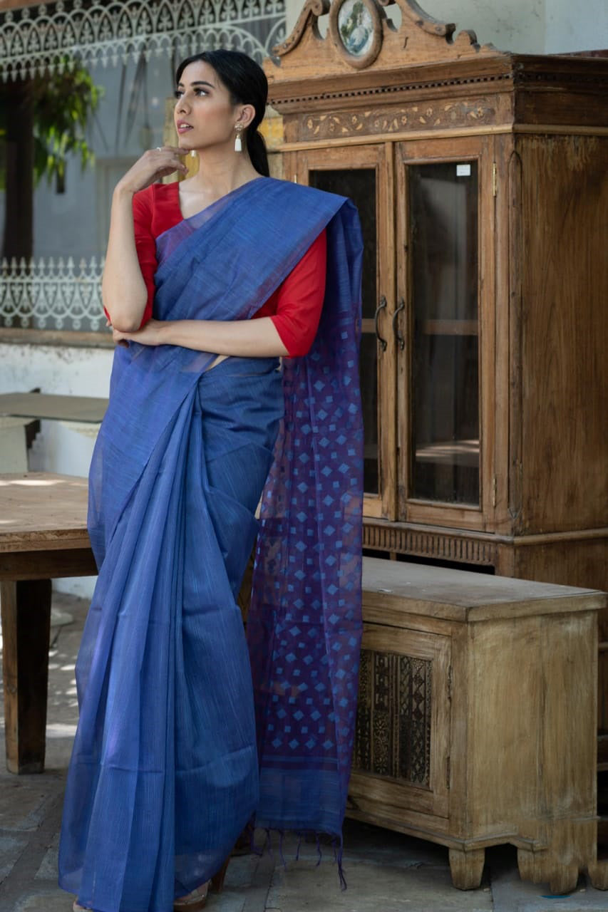 Blue Designer Kota Silk Sarees - Dailybuyys