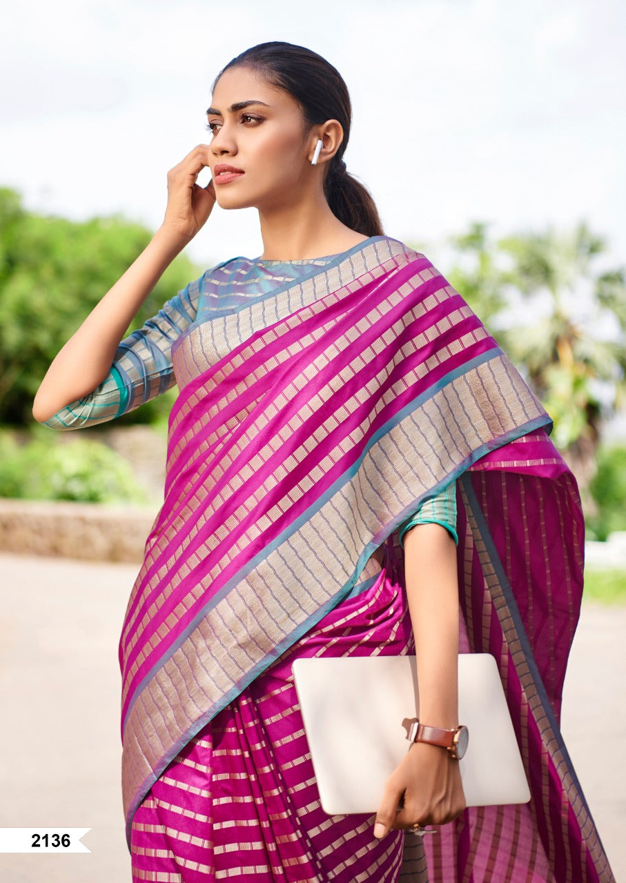 Purple Designer Handloom Cotton Silk Sarees - Dailybuyys