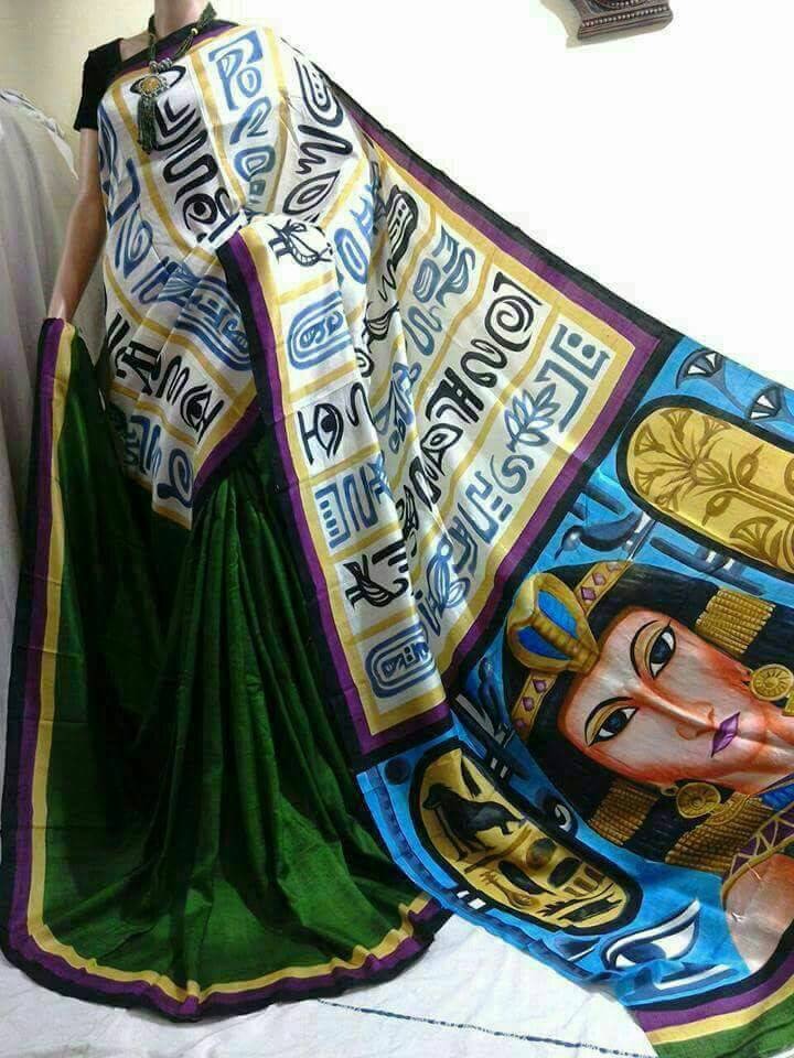 Green Hand Painted Pure Silk Mark Certified Bishnupuri Silk Sarees - Dailybuyys