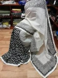 Grey Block Printed Pure Silk Mark Certified Bishnupuri Silk Sarees - Dailybuyys