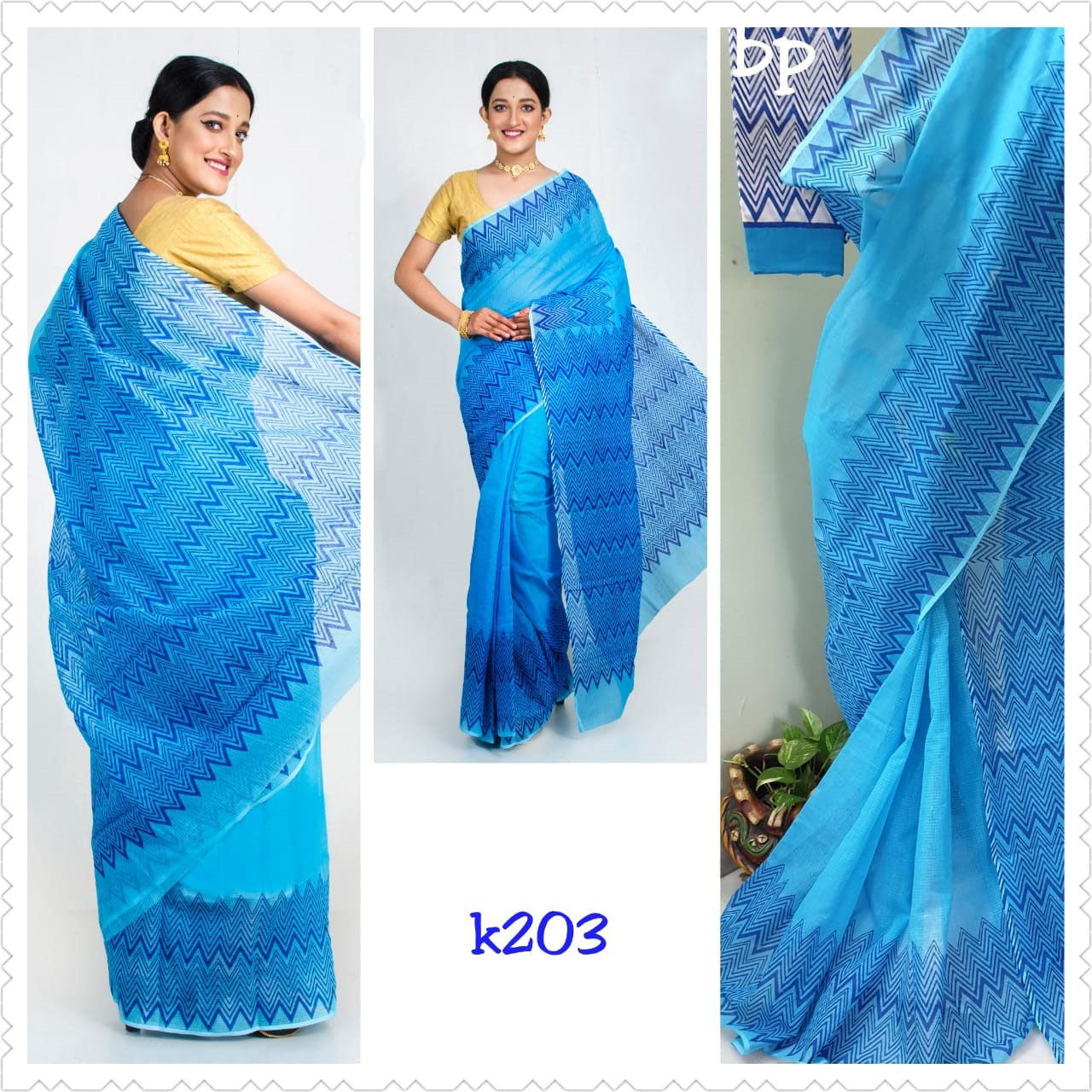 Blue KK Kota Doriya Sarees - Dailybuyys