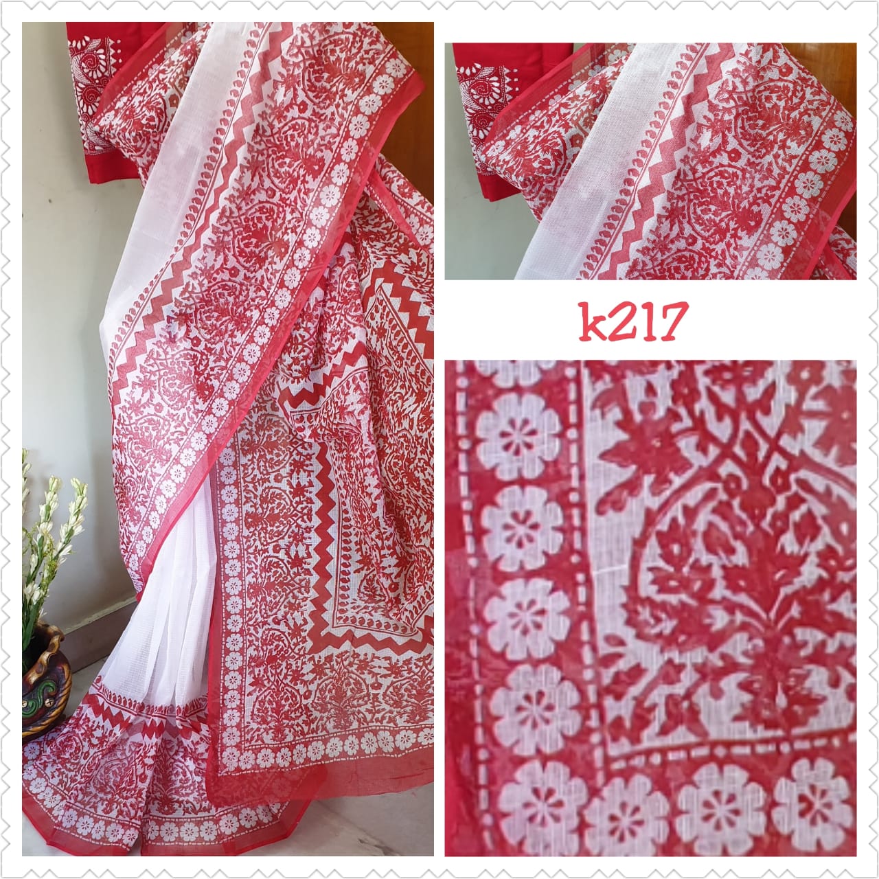 Red Beige KK Kota Doriya Sarees - Dailybuyys