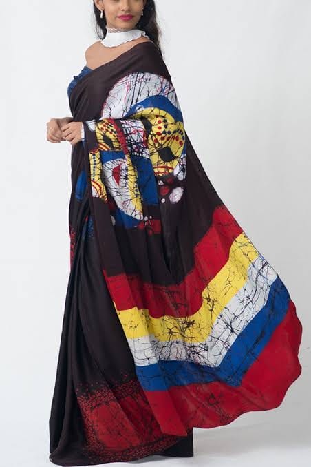 Black Hand Painted Pure Silk Mark Certified Bishnupuri Silk Sarees - Dailybuyys