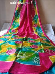 Pink Exclusive Wax Hand Batik Print Pure Silk Mark Certified Bishnupuri Silk Sarees - Dailybuyys