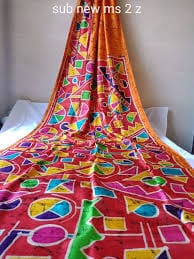 Red Exclusive Wax Hand Batik Print Pure Silk Mark Certified Bishnupuri Silk Sarees - Dailybuyys