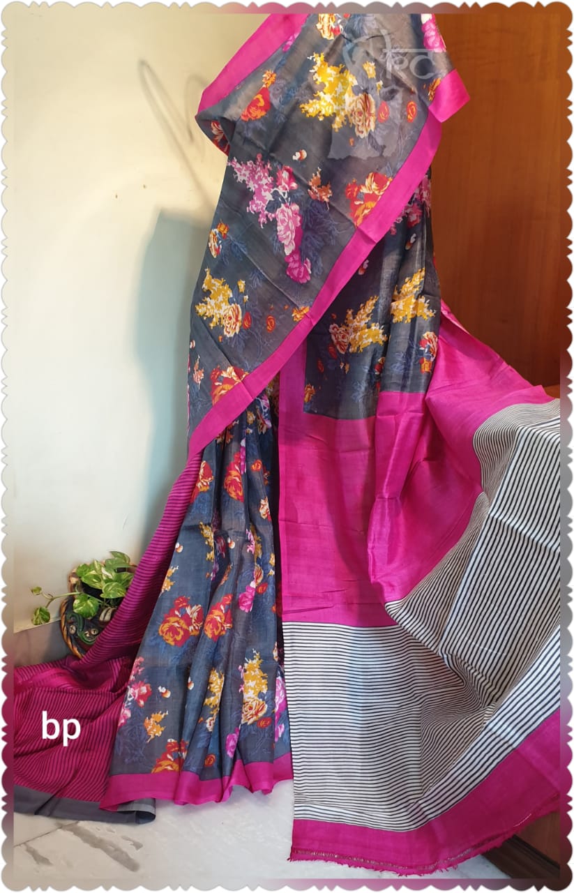 Black Hand Painted Pure Silk Mark Certified Bishnupuri Silk Sarees - Dailybuyys