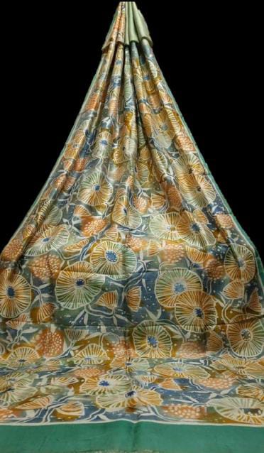 Abstract Floral Print Pure Silk Mark Certified Bishnupuri Silk Sarees - Dailybuyys