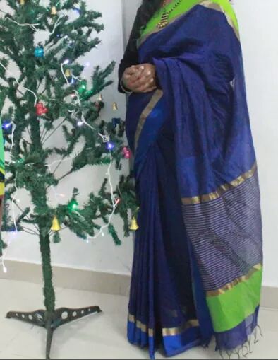 Blue Maheshwari Silk Sarees - Dailybuyys