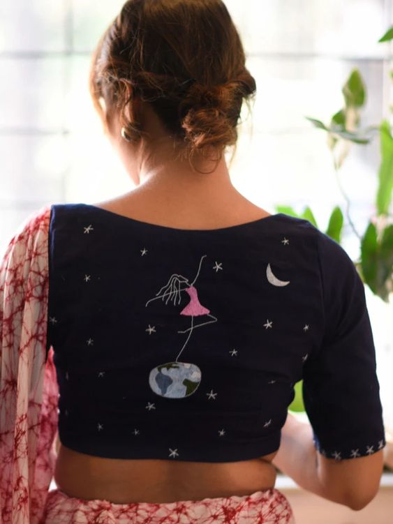 Boat Neck Embroidery Blouses(Add To Cart 15% Off) - Dailybuyys