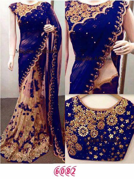 Blue Georgette Sarees - Dailybuyys