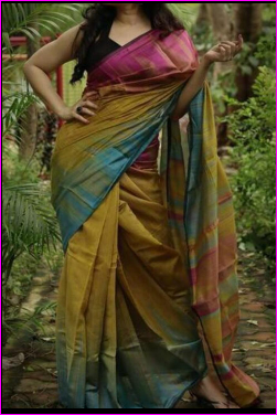 Yellow Ikkat Pure Cotton Handloom Sarees - Dailybuyys