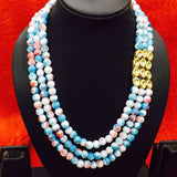 Blue White Multi Beads Mala