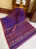 Purple Silk Mark Certified Muslin Jori Work Saree