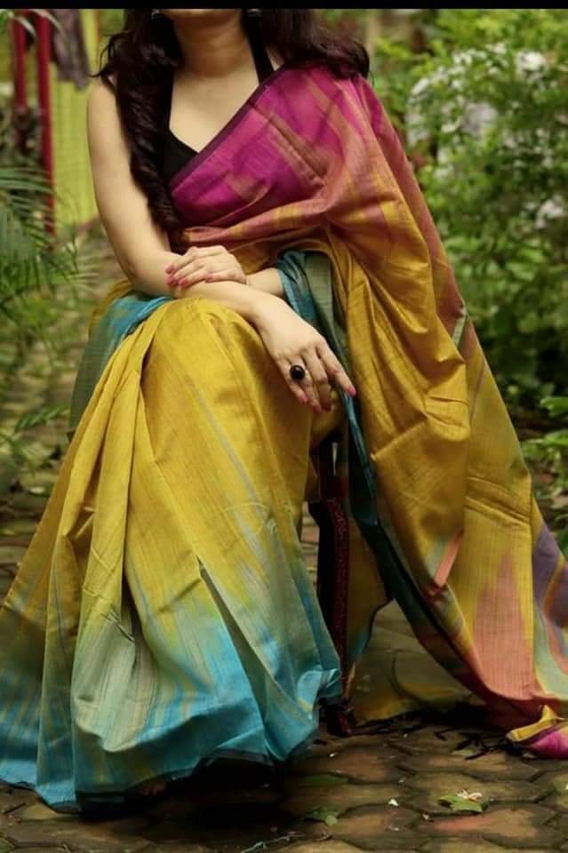 Indian Pakistani cotton pure silk ikkat hot saree