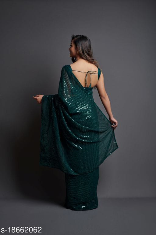 Exclusive Sequin Designer Georgette Sarees - Dailybuyys