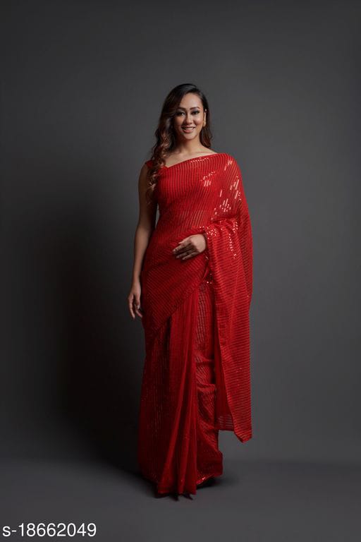 Exclusive Sequin Designer Georgette Sarees - Dailybuyys