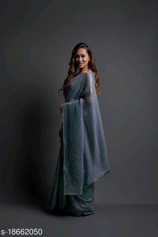 Exclusive Sequin Designer Georgette Sarees - Dailybuyys