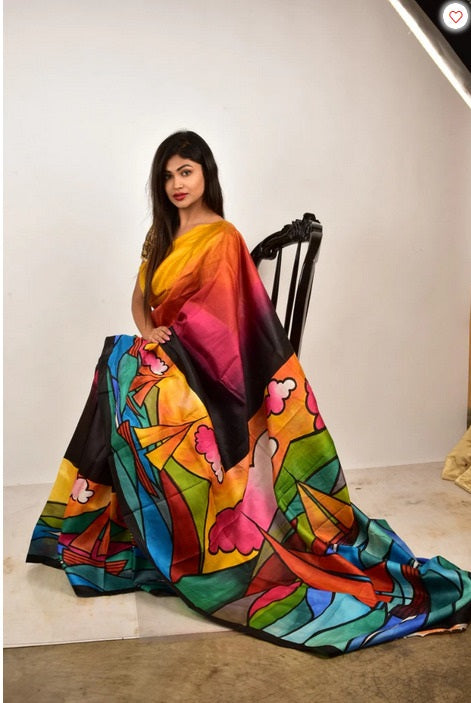 Hand Painted Pure Silk Saree