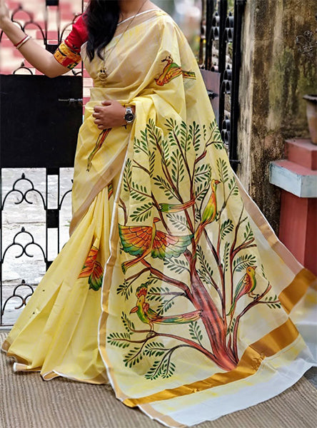 Kerala Cotton with Kasavu border at Dailybuyss - Dailybuyys