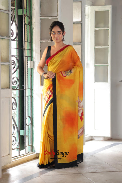 Hand Painted Pure Silk Mark Certified Bishnupuri Silk Sarees - Dailybuyys
