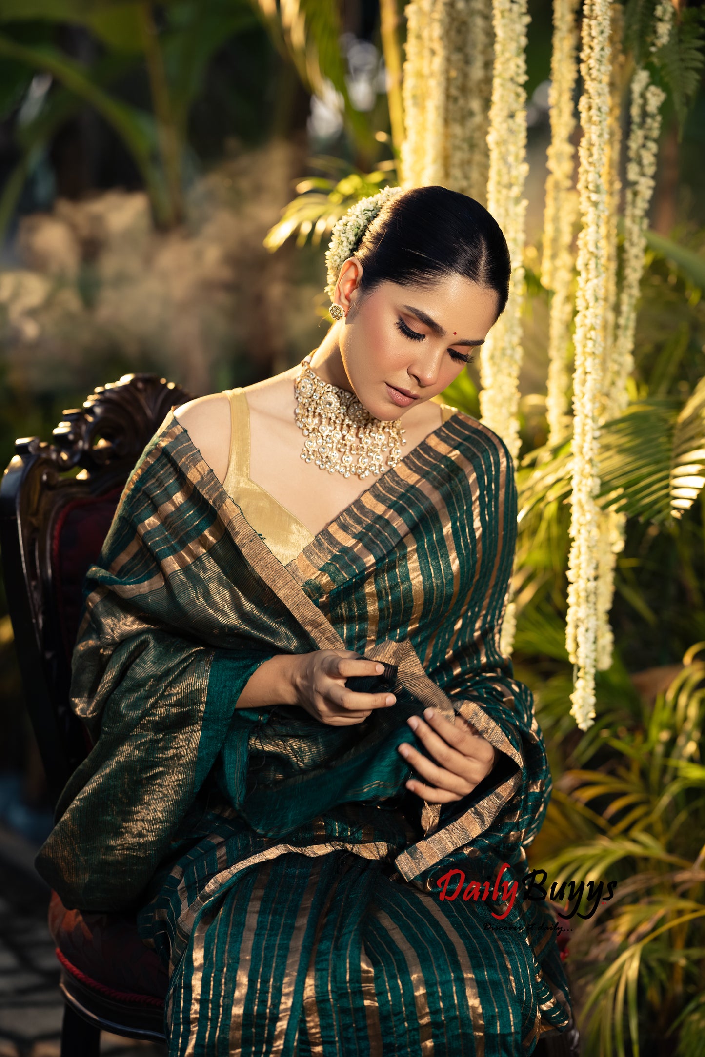 Exclusive Green Matka Pure Silk Mark Certified Muslin Sarees
