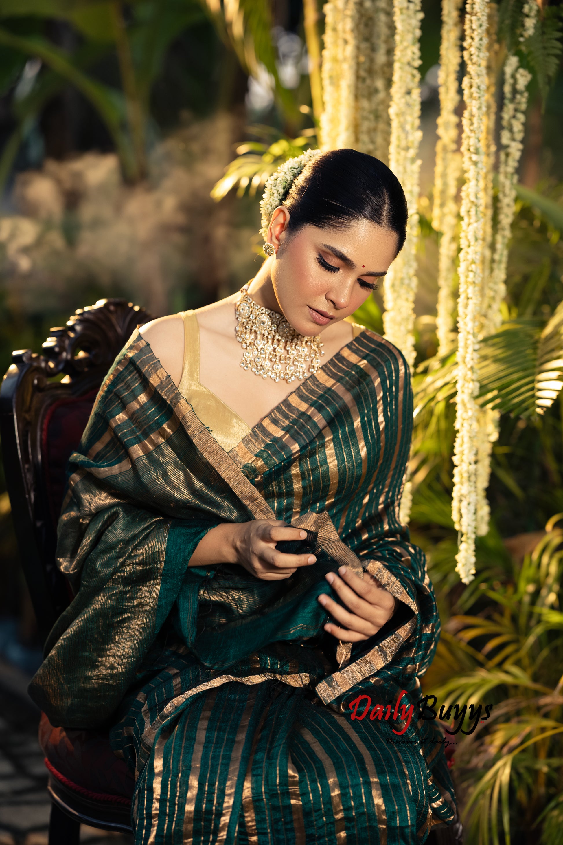 Exclusive Green Matka Pure Silk Mark Certified Muslin Sarees