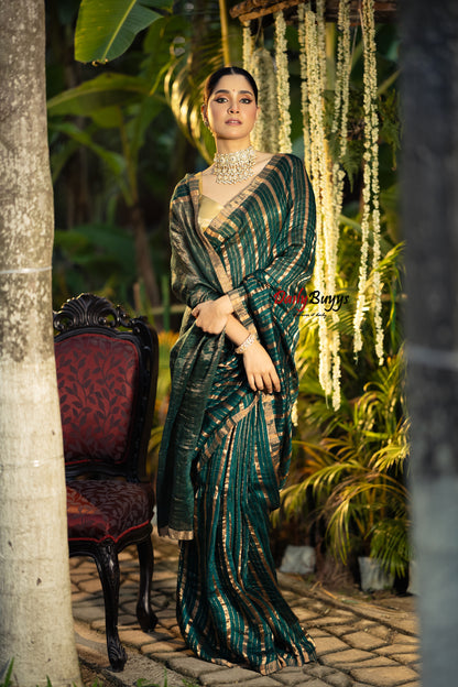 Exclusive Green Matka Pure Silk Mark Certified Muslin Sarees