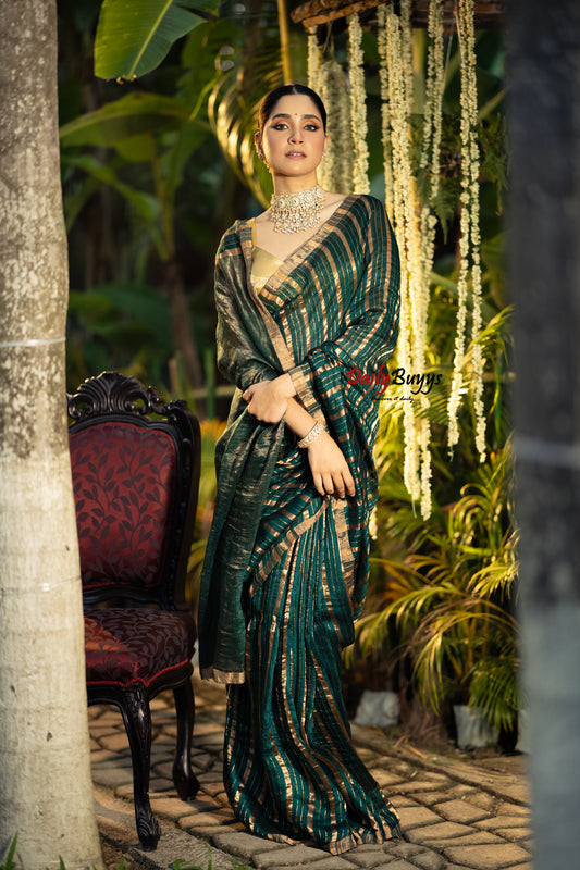 Exclusive Green Matka Pure Silk Mark Certified Muslin Sarees